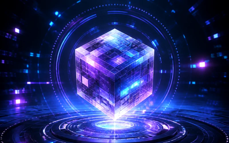 Futuristic blue AI logo reveal preview for tech intro template